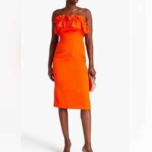 ML MONIQUE LHUILLIER Strapless ruffled ottoman dress